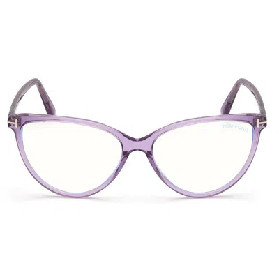Tom Ford Blue Light Block Cat Eye Ladies Eyeglasses Ft5743-b 078 57 In Purple
