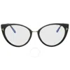 Tom Ford Blue Light Block Cat Eye Ladies Eyeglasses Ft5815-b 001 54 In Black / Blue / Gold / Rose / Rose Gold