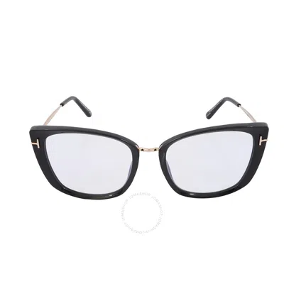 Tom Ford Blue Light Block Cat Eye Ladies Eyeglasses Ft5816-b 001 53 In Black / Blue