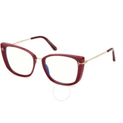 Tom Ford Blue Light Block Cat Eye Ladies Eyeglasses Ft5816-b 074 53 In Red