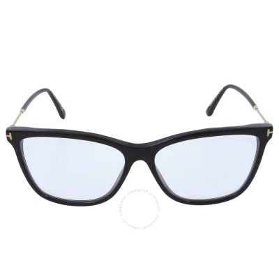 Tom Ford Blue Light Block Cat Eye Ladies Eyeglasses Ft5824-b 001 56 In Black / Blue