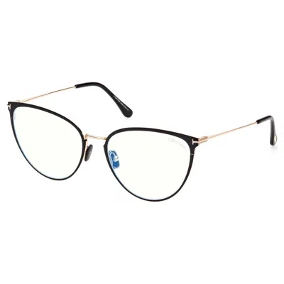 Tom Ford Blue Light Block Cat Eye Ladies Eyeglasses Ft5840-b 001 56 In Black