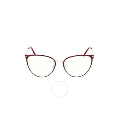 Tom Ford Blue Light Block Cat Eye Ladies Eyeglasses Ft5840-b 066 56 In Burgundy
