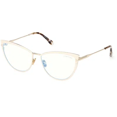 Tom Ford Blue Light Block Cat Eye Ladies Eyeglasses Ft5877-b 025 56 In Gold