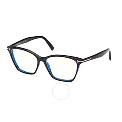 Tom Ford 56mm Cat Eye Blue Light Blocking Optical Glasses In Black