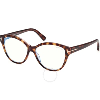 Tom Ford Blue Light Block Cat Eye Ladies Eyeglasses Ft5954-b 056 54 In Brown