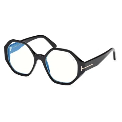 TOM FORD TOM FORD BLUE LIGHT BLOCK GEOMETRIC LADIES EYEGLASSES FT5967-B 001 53