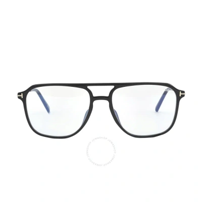 Tom Ford Blue Light Block Navigator Men's Eyeglasses Ft5665-b 001 54 In Black / Blue