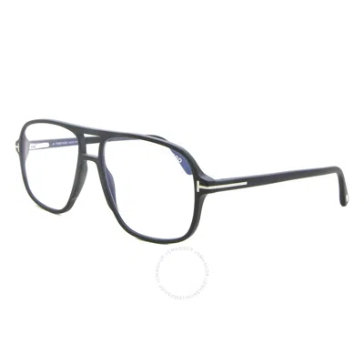 Tom Ford Blue Light Block Navigator Men's Eyeglasses Ft5737-b 002 56 In Black