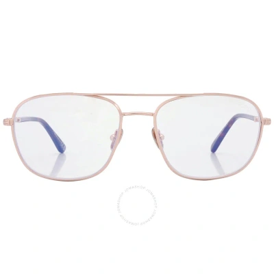 Tom Ford Blue Light Block Navigator Men's Eyeglasses Ft5830-b 028 54 In Blue / Gold / Rose / Rose Gold