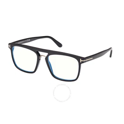 Tom Ford Blue Light Block Navigator Men's Eyeglasses Ft5942-b 001 54 In Black / Blue
