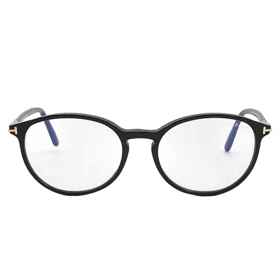 Tom Ford Blue Light Block Oval Ladies Eyeglasses Ft5617-b 001 52 In Black / Blue