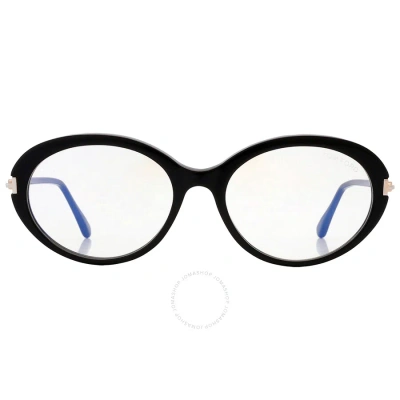 Tom Ford Blue Light Block Oval Ladies Eyeglasses Ft5675-b 001 54 In Black / Blue