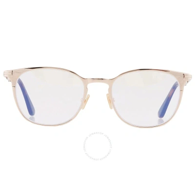 Tom Ford Blue Light Block Oval Men's Eyeglasses Ft5732-b 028 52 In Blue / Gold / Gold Tone / Rose