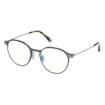 Tom Ford Blue Light Block Oval Men's Eyeglasses Ft5866-b 013 52 In Brown