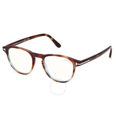 Tom Ford Blue Light Block Oval Unisex Eyeglasses Ft5899-b 055 48 In Brown