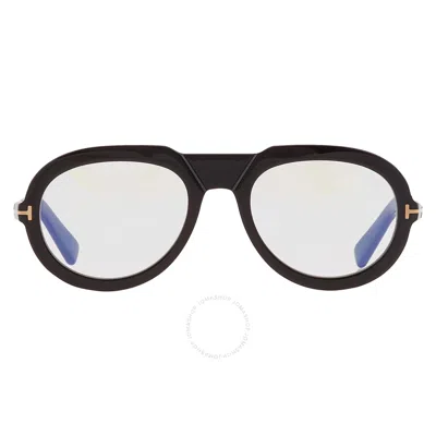 Tom Ford Blue Light Block Pilot Men's Eyeglasses Ft5756-b 001 53 In Black / Blue