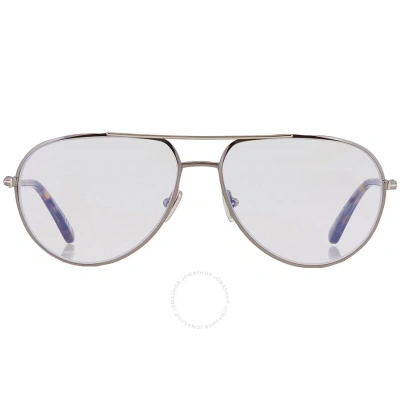 Tom Ford Blue Light Block Pilot Men's Eyeglasses Ft5829-b 008 57 In Blue / Gun Metal / Gunmetal