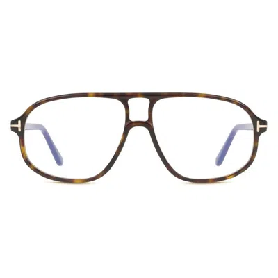 Tom Ford Blue Light Block Pilot Men's Eyeglasses Ft6082-b 052 57 In Brown