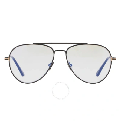 Tom Ford Blue Light Block Pilot Unisex Eyeglasses Ft5800-b 001 56 In Black / Blue