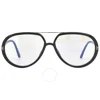 Tom Ford Blue Light Block Pilot Unisex Eyeglasses Ft5838-b 001 57 In Black / Blue