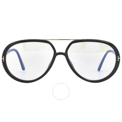 Tom Ford Blue Light Block Pilot Unisex Eyeglasses Ft5838-b 001 57 In Black
