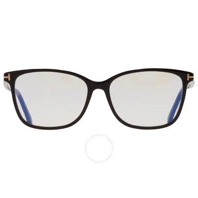Tom Ford Blue Light Block Rectangular Ladies Eyeglasses Ft5842-b 001 56 In Black / Blue