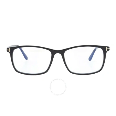 Tom Ford Blue Light Block Rectangular Men's Eyeglasses Ft5584-b 001 56 In Black / Blue