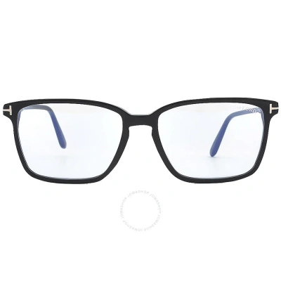 Tom Ford Blue Light Block Rectangular Men's Eyeglasses Ft5696-b 001 56 In Black / Blue