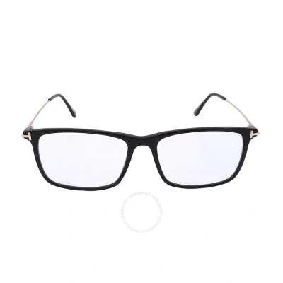 Tom Ford Blue Light Block Rectangular Men's Eyeglasses Ft5758-b 001 56 In Black / Blue / Rose