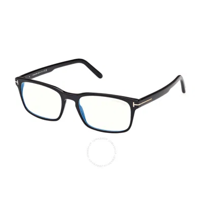 Tom Ford Blue Light Block Rectangular Men's Eyeglasses Ft5938-b 001 54 In Black / Blue