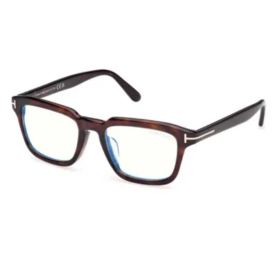 Tom Ford Blue Light Block Rectangular Men's Eyeglasses Ft6032-f-b 052 52 In Brown