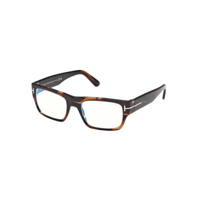 Tom Ford Blue Light Block Rectangular Men's Eyeglasses Ft6034-b 056 54 In Brown