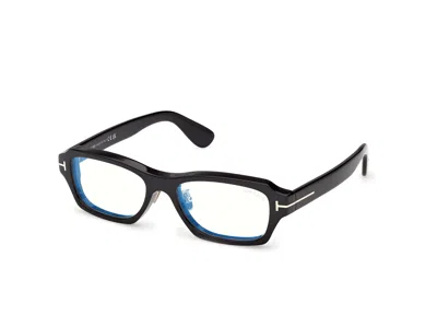 Tom Ford Blue Light Block Rectangular Men's Eyeglasses Ft6113-d-b 001 56 In ["blue","black"]