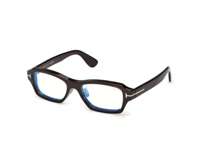 Tom Ford Blue Light Block Rectangular Men's Eyeglasses Ft6113-d-b 052 56 In Brown