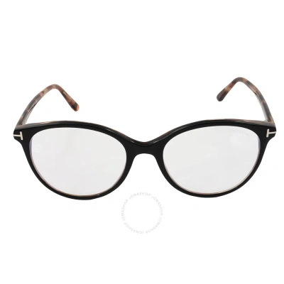 Tom Ford Blue Light Block Round Ladies Eyeglasses Ft5742-b 005 53 In Black / Blue / Pink