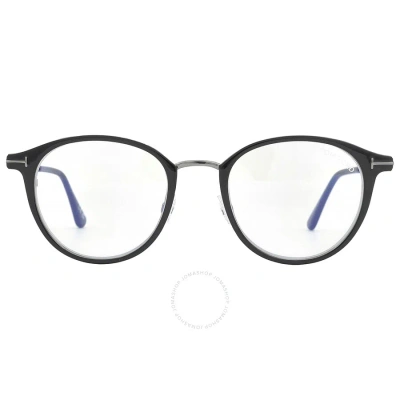 Tom Ford Blue Light Block Round Unisex Eyeglasses Ft5528-b 001 49 In Black / Blue