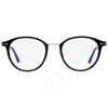 Tom Ford Blue Light Block Round Unisex Eyeglasses Ft5528-b 002 49 In Black / Blue