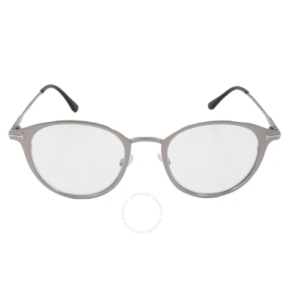 Tom Ford Blue Light Block Round Unisex Eyeglasses Ft5528-b 009 49 In Matte Gunmetal