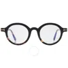 Tom Ford Blue Light Block Round Unisex Eyeglasses Ft5664-b 005 45 In Black / Blue