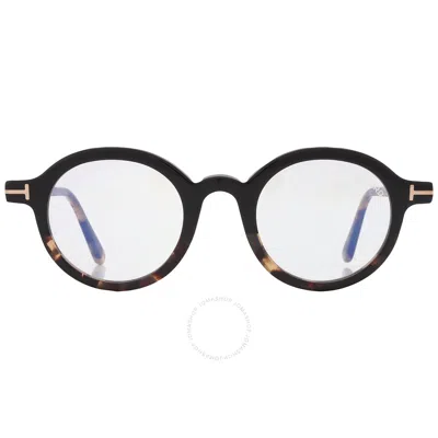 Tom Ford Blue Light Block Round Unisex Eyeglasses Ft5664-b 005 45 In Black