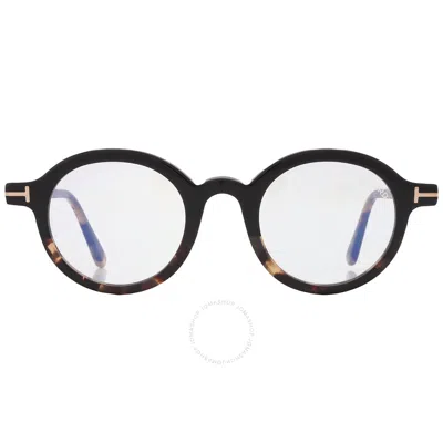 Tom Ford Blue Light Block Round Unisex Eyeglasses Ft5664-b 005 45 In Black / Blue