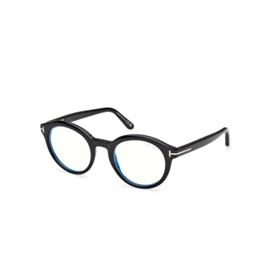 Tom Ford Blue Light Block Round Unisex Eyeglasses Ft6061-b 001 50 In Pattern