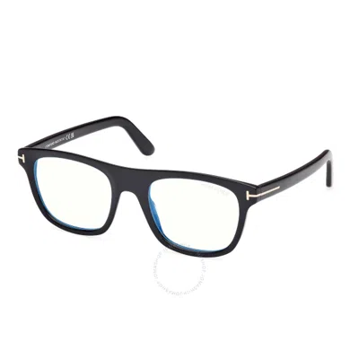 Tom Ford Men's 52 Mm Shiny Black Opticals In Black / Blue