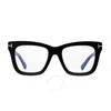 Tom Ford Blue Light Block Square Unisex Eyeglasses Ft5881-b 001 52 In Black / Blue