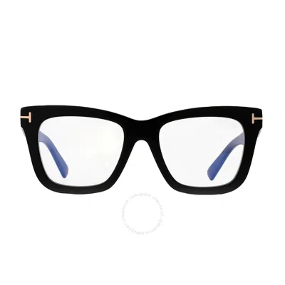 Tom Ford Blue Light Block Square Unisex Eyeglasses Ft5881-b 001 52 In Black / Blue