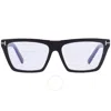 Tom Ford Blue Light Block Square Ladies Eyeglasses Ft5912-b 001 57 In Black / Blue