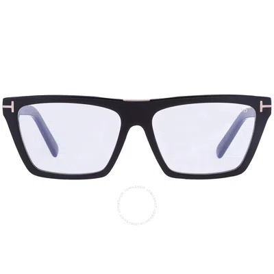 Tom Ford Blue Light Block Square Ladies Eyeglasses Ft5912-b 001 57 In Black / Blue