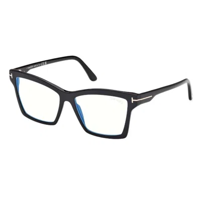 Tom Ford Blue Light Block Square Ladies Eyeglasses Ft5964-b 001 54 In Black