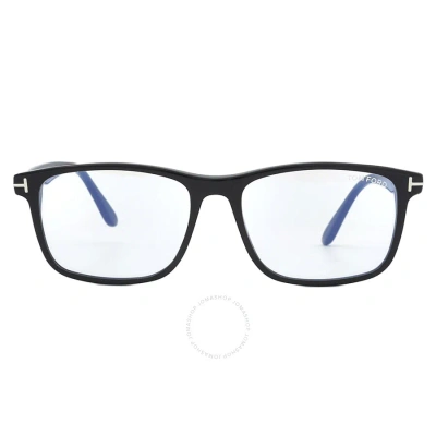 Tom Ford Blue Light Block Square Men's Eyeglasses Ft5752-b 001 55 In Black / Blue